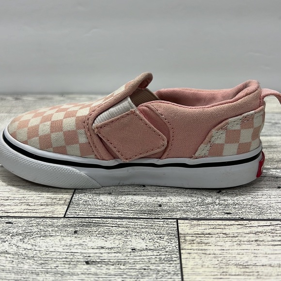 Vans® Asher V Kids' Pink Checkered Shoes slip on - Picture 13 of 16